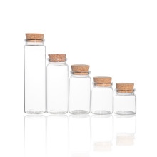 Wholesale 8oz spice bath salt glass jars with cork wooden bamboo lid